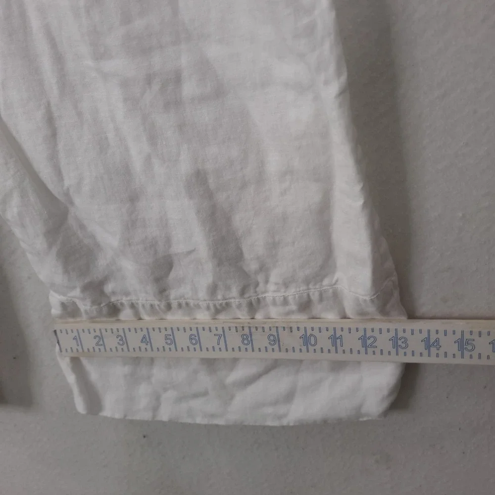 Zara Linen Wide Leg Pants Womens M White Cropped Drawstring Coastal Summer
